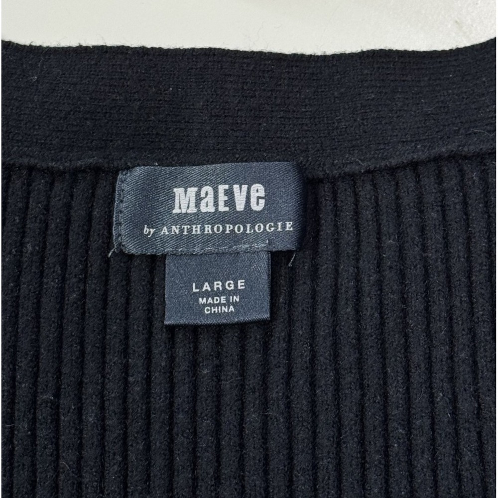 Anthropologie Maeve Cardigan Womens L Black Ribbed Cropped Capsule Soft Girl - Picture 5 of 10